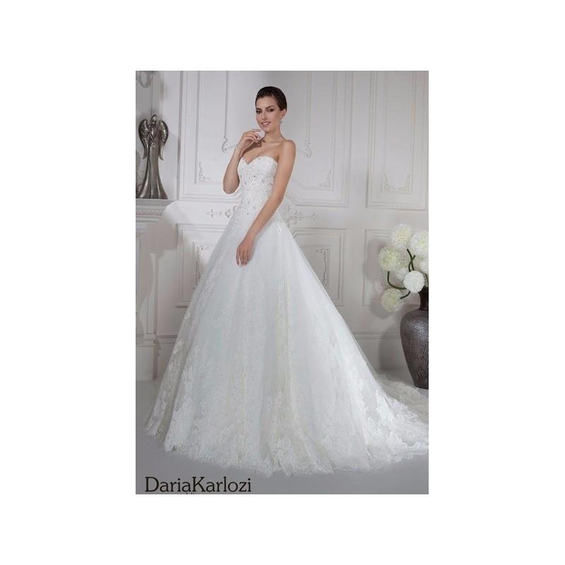 Hochzeit - Vestido de novia de Daria Karlozi Modelo 07029 Paili - 2016 Evasé Palabra de honor Vestido - Tienda nupcial con estilo del cordón