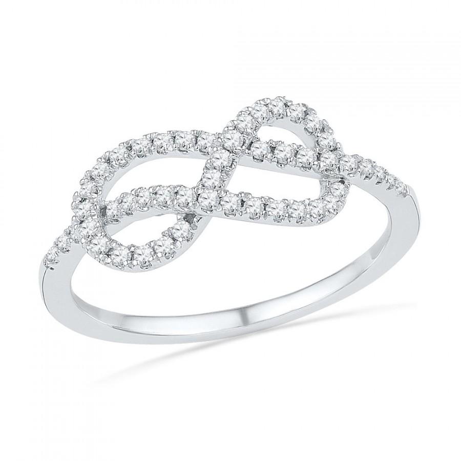 Hochzeit - 1/4 CT. T.W. Diamond Ring, Sterling Silver Promise Ring or White Gold Infinity Band