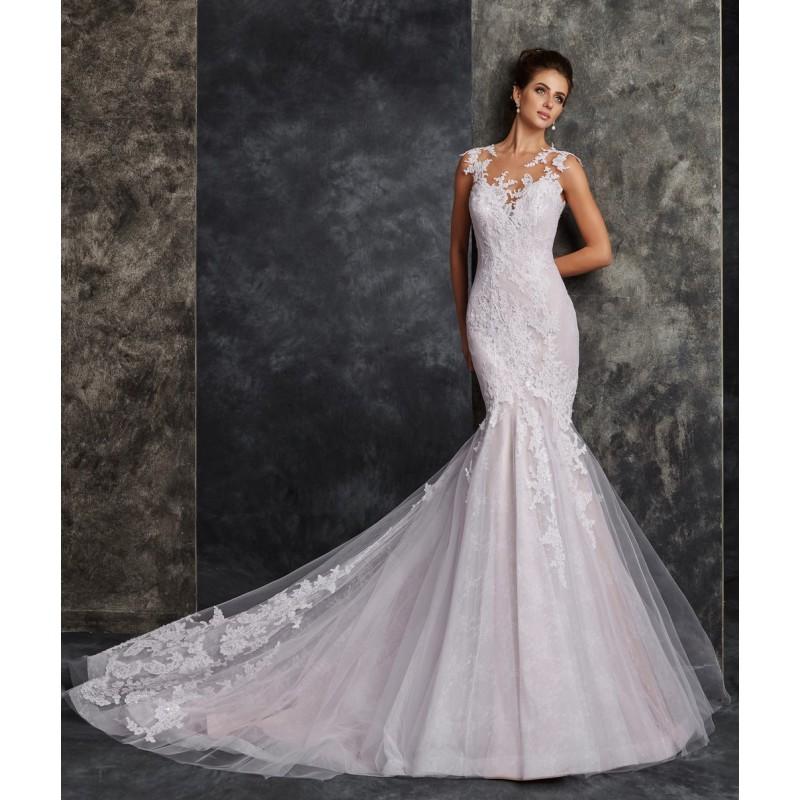 زفاف - Ira Koval 2017 608 Cap Sleeves Mermaid Illusion Chapel Train Pink Sweet Appliques Spring Lace Bridal Gown - Bridesmaid Dress Online Shop