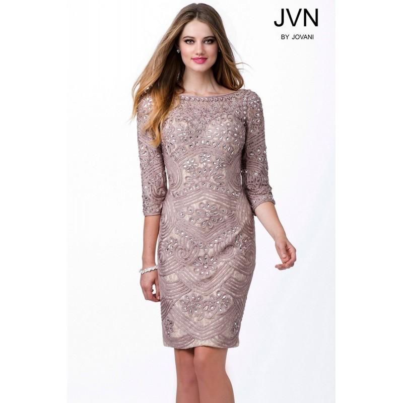 Wedding - Jovani JVN29348 Evening Dress - Knee Length JVN by Jovani Social and Evenings Scoop Fitted Dress - 2017 New Wedding Dresses