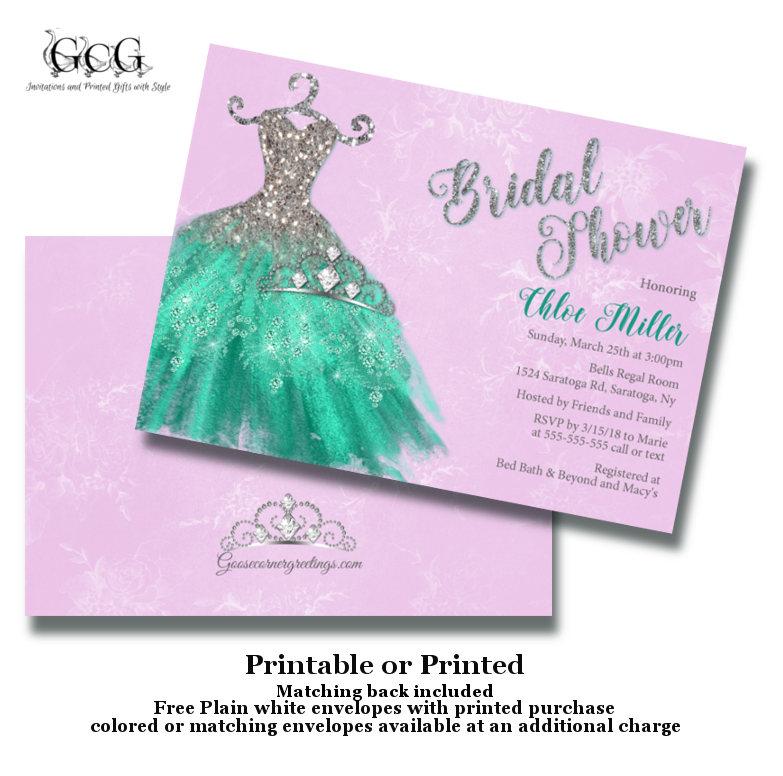 زفاف - Bridal shower invitation, bridesmaid dress printable or printed with envelopes, design your own, choose your colors trending now Unique - $20.00 USD