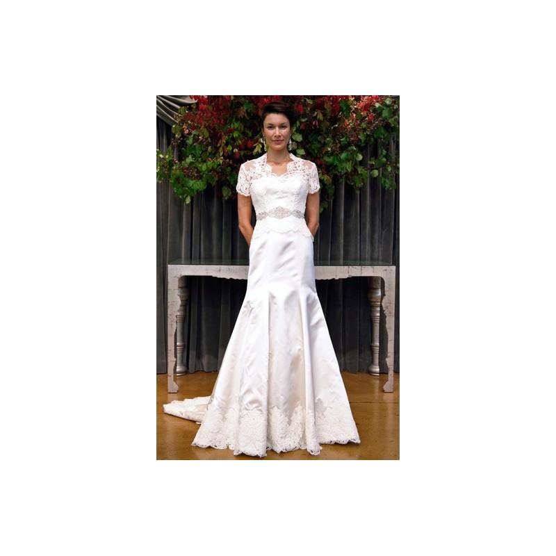 زفاف - Judd Waddell FW12 Dress 4 - Fit and Flare Full Length White Fall 2012 Judd Waddell High-Neck - Rolierosie One Wedding Store