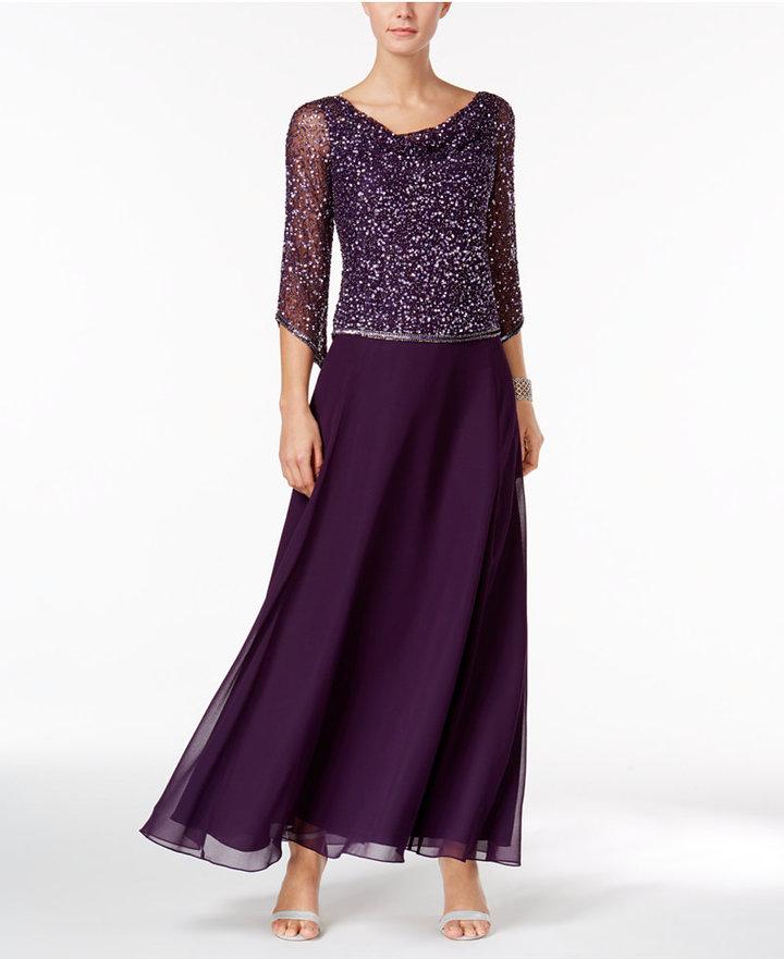 Hochzeit - J Kara Beaded Tea-Length Dress