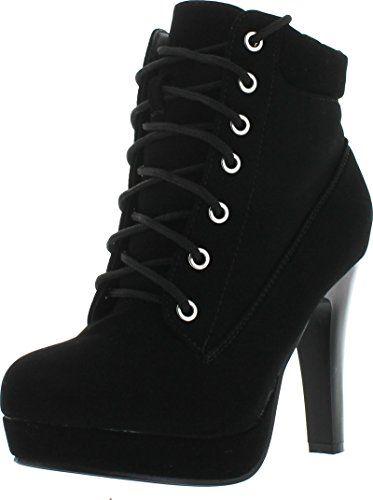 Hochzeit - Polish Military Lace Up Platform Chunky High Heel Ankle Booties
