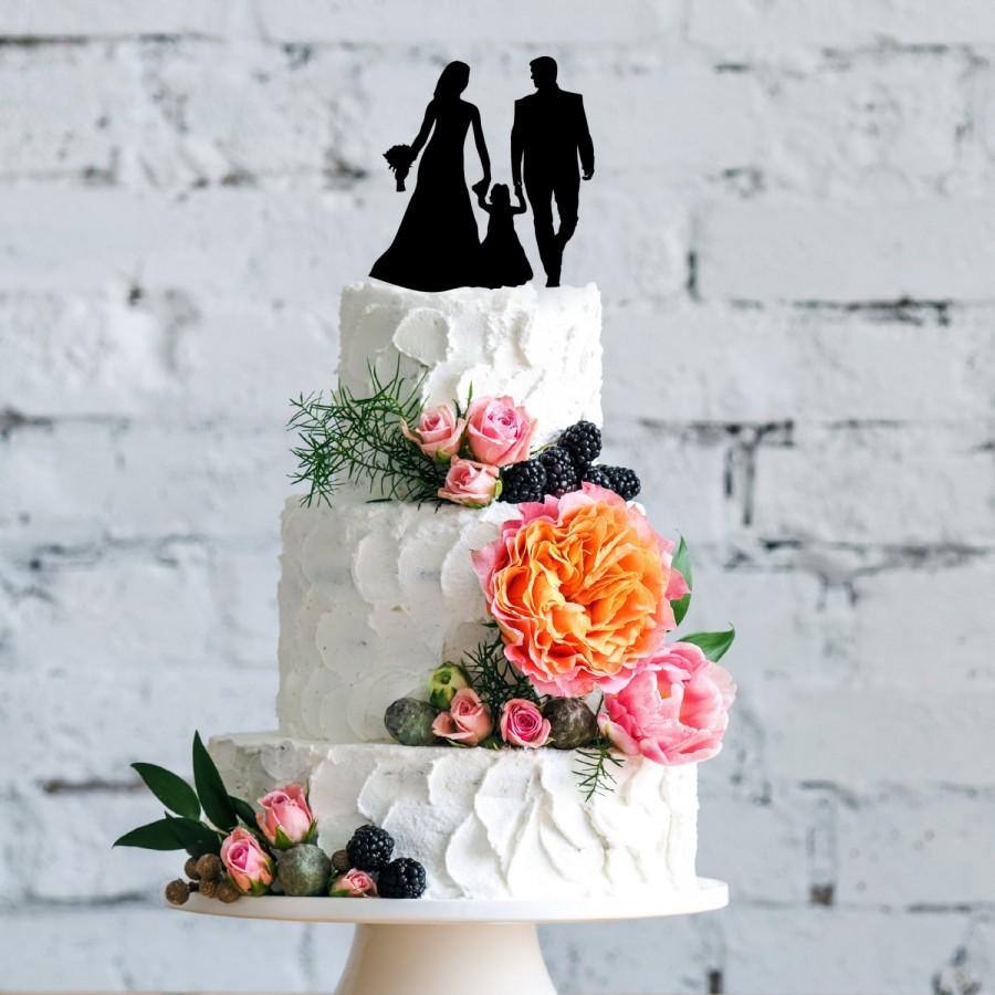 Свадьба - Wedding Couple with Daughter Cake Topper 