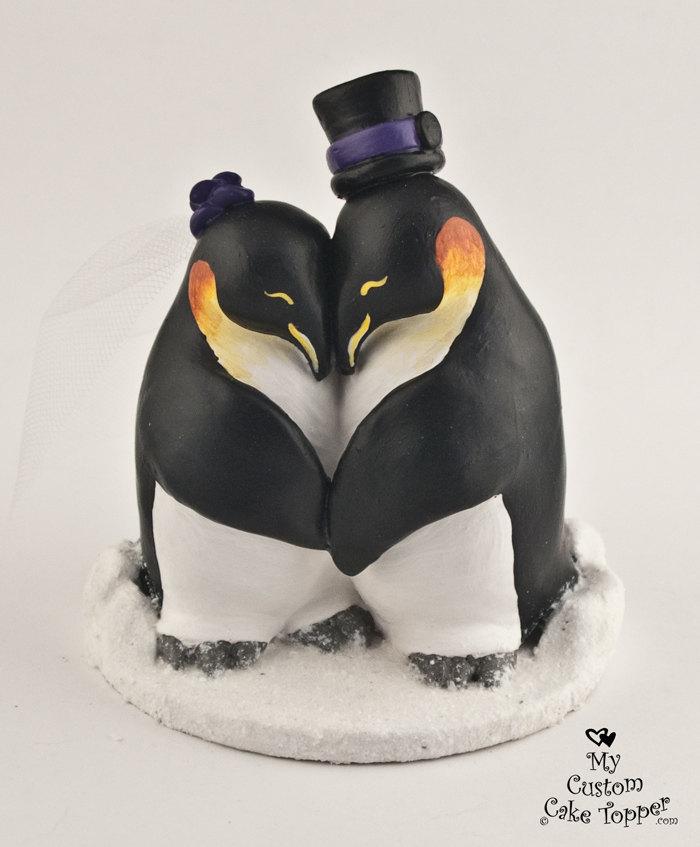 زفاف - Penguins in Love Custom Wedding Cake Topper