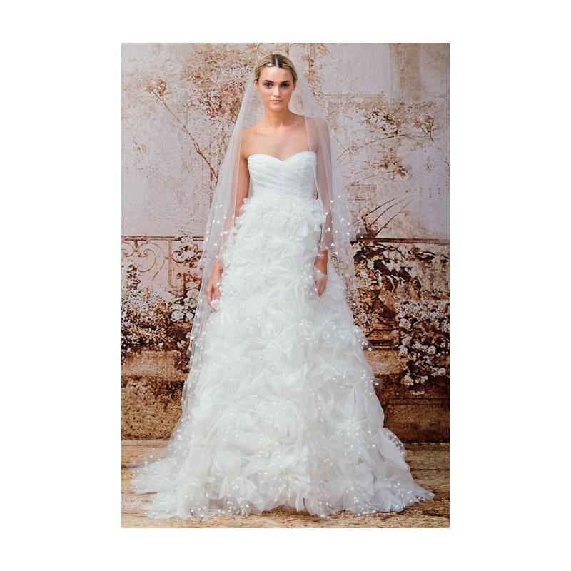 Hochzeit - Monique Lhuillier - Fall 2014 - Holly Strapless Silk Organza A-Line Wedding Dress with a Ruffle Tulle Skirt - Stunning Cheap Wedding Dresses