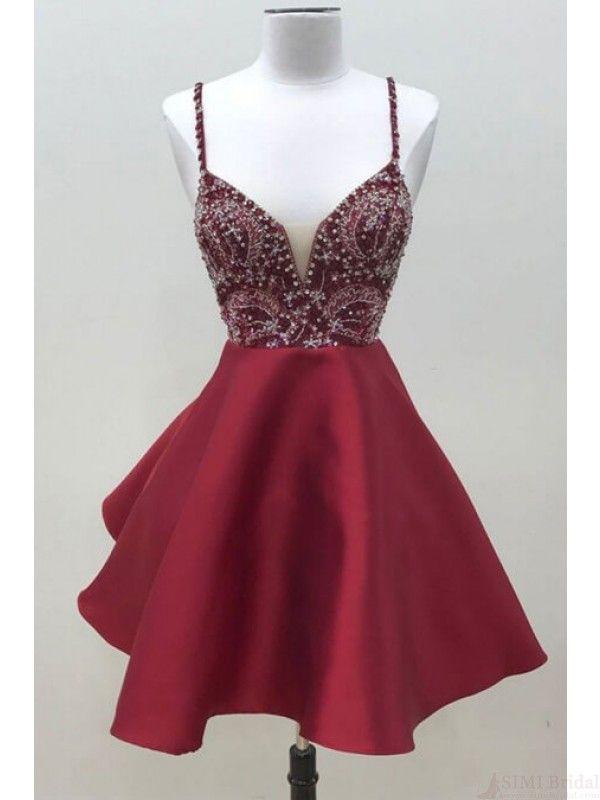 زفاف - Spaghetti Straps Beading Homecoming Dress Party Dresses(ED2047)