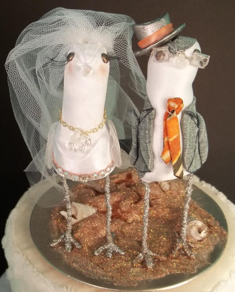 Wedding - Wedding Cake Topper Custom made to order FerdiBirds miniature love birds glasses patterned tie