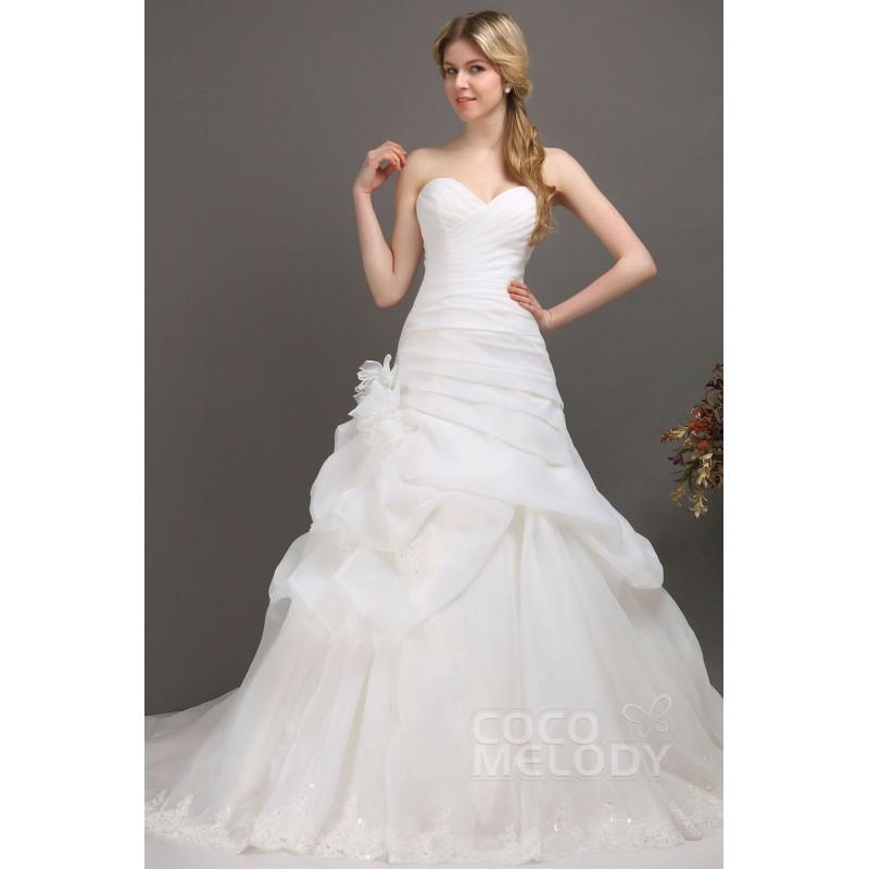 زفاف - Charming A-Line Sweetheart Chapel Train Organza Wedding Dress CWLT1309A - Top Designer Wedding Online-Shop