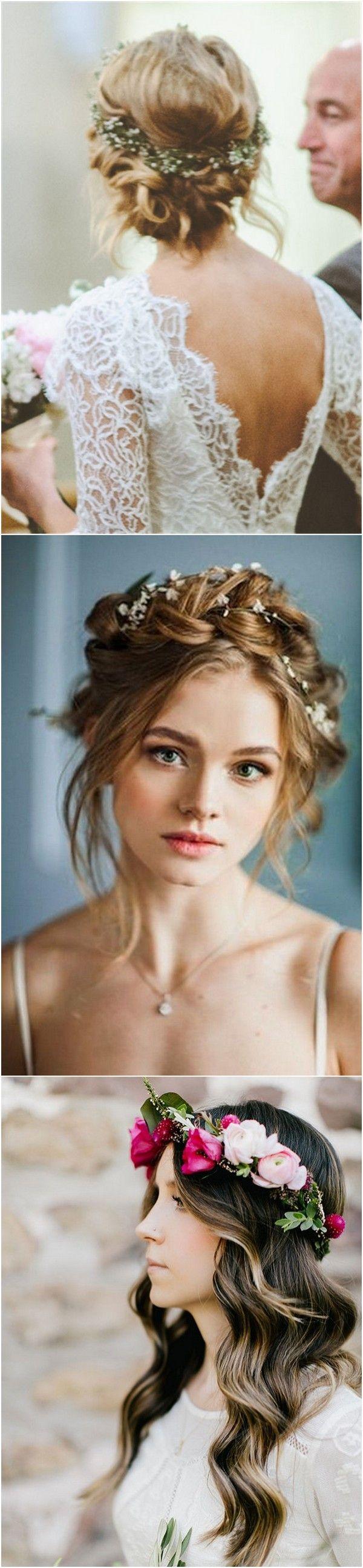 Hochzeit - 18 Gorgeous Wedding Hairstyles With Flower Crown - Page 3 Of 3