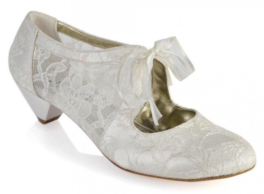 Mariage - Wedding shoes, Handmade 4cm Heels FRENCH GUIPURE Lace Weding shoes  with Lace BAG #4