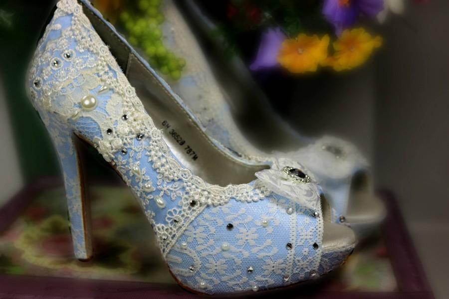 blue lace heels for wedding