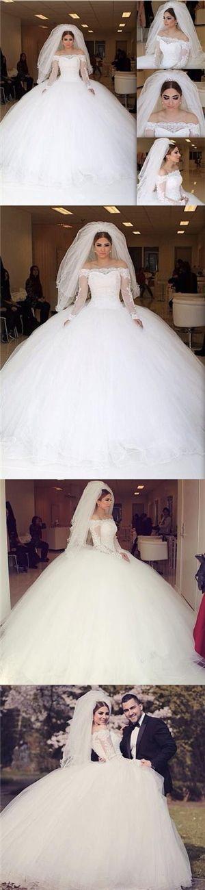 Свадьба - Luxury Wedding Dresses Off-the-shoulder Ball Gown Chic Bridal Gown JKS188