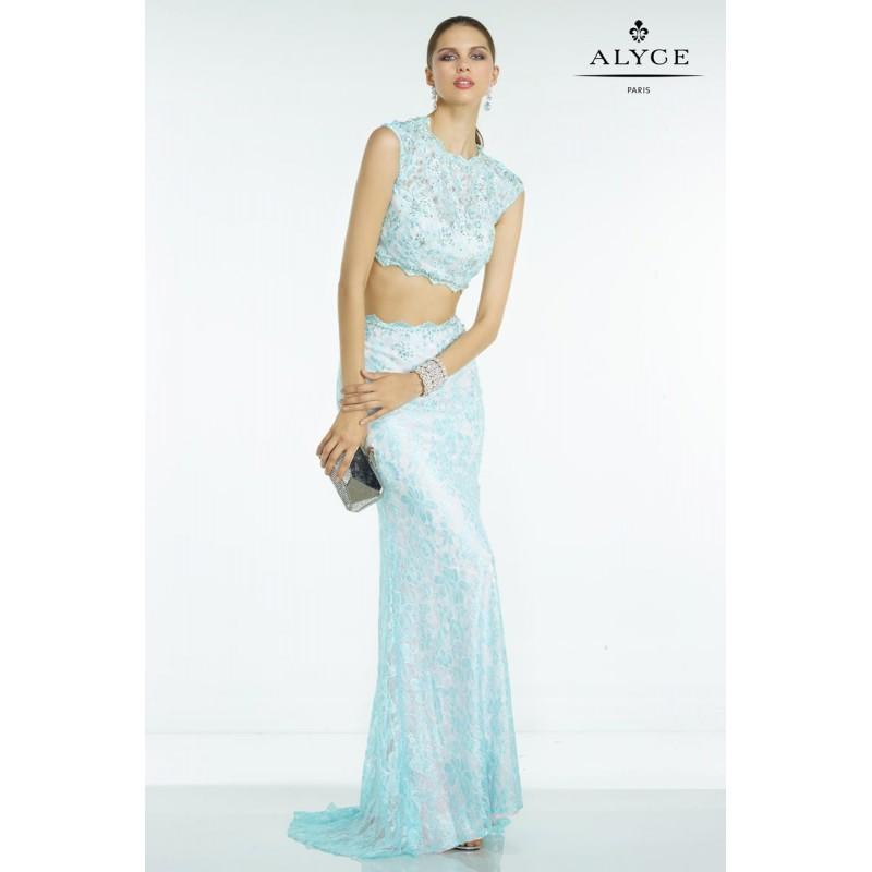 زفاف - Aqua/Pink Alyce Prom 6513 Alyce Paris Prom - Top Design Dress Online Shop