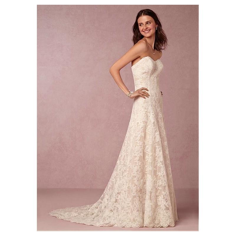 Hochzeit - Elegant Lace Sweetheart Neckline A-line Wedding Dresses with Lace Appliques - overpinks.com