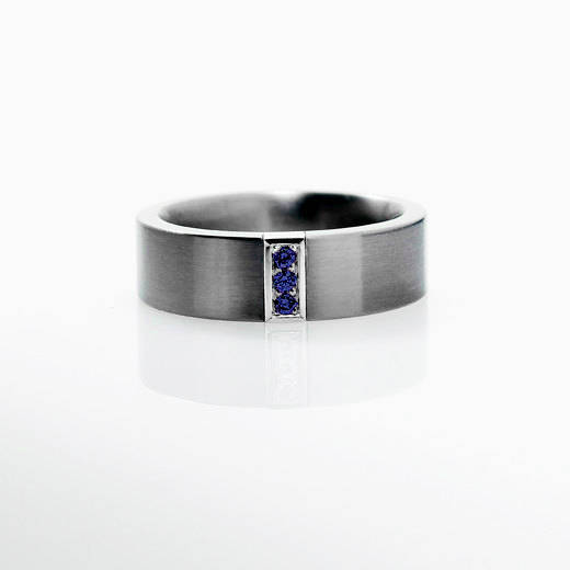 Mariage - Calanthe Ring with blue Sapphire, palladium, Men wedding band, wedding ring men, Blue, sapphire, commitment ring, custom, palladium ring men