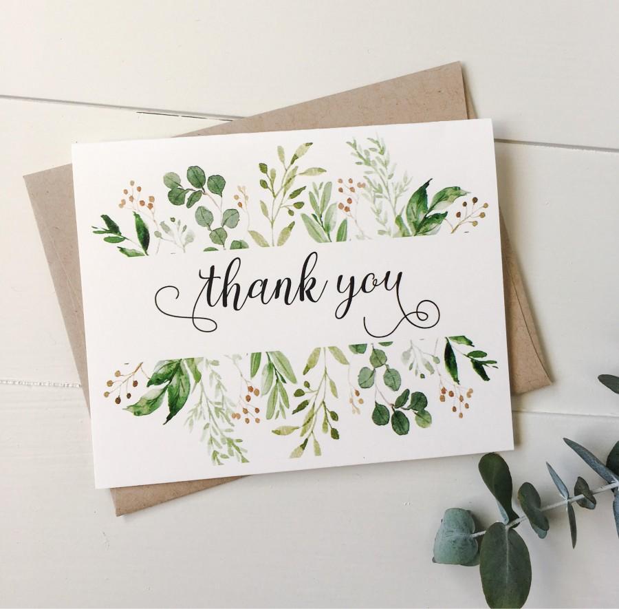 Wedding - Thank you cards. Rustic Thank you cards. Weddings. Modern, greenery Thank you notes,  notecards. Wedding Stationary. Weddings