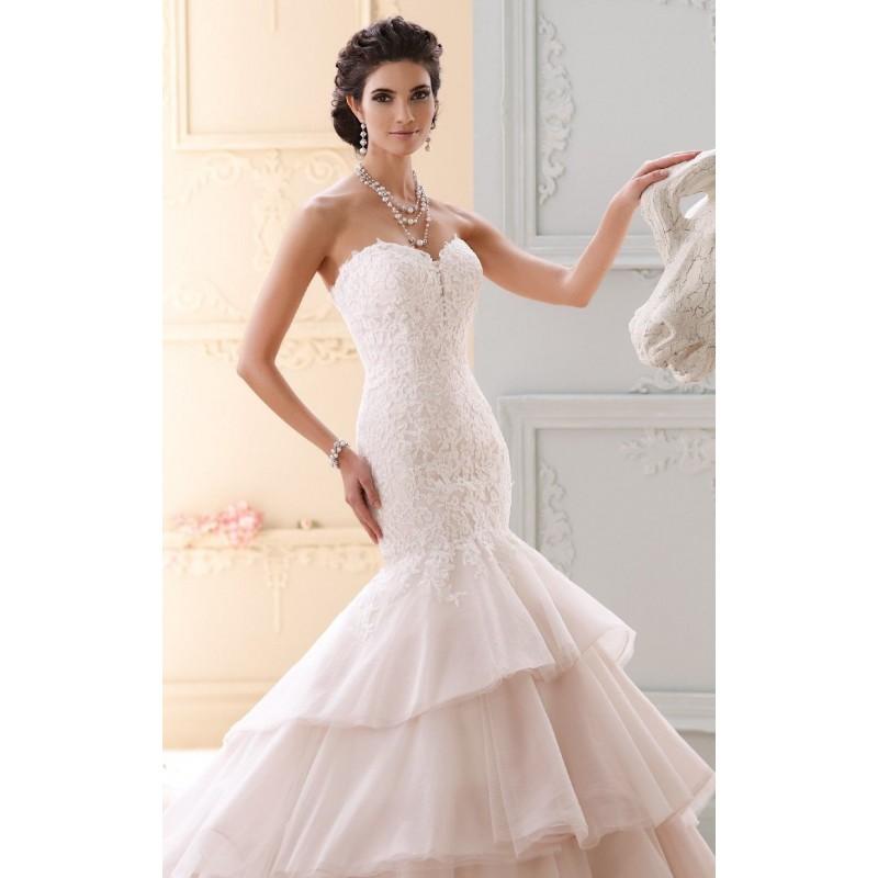 Wedding - Ivory/Tea Rose Tiered Mermaid Gown by David Tutera - Color Your Classy Wardrobe