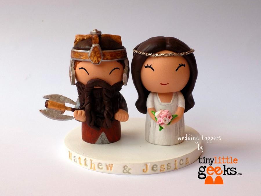 زفاف - Wedding Cake Topper - Lord of the Rings Cake Topper - Gimli & Arwen wedding cake topper