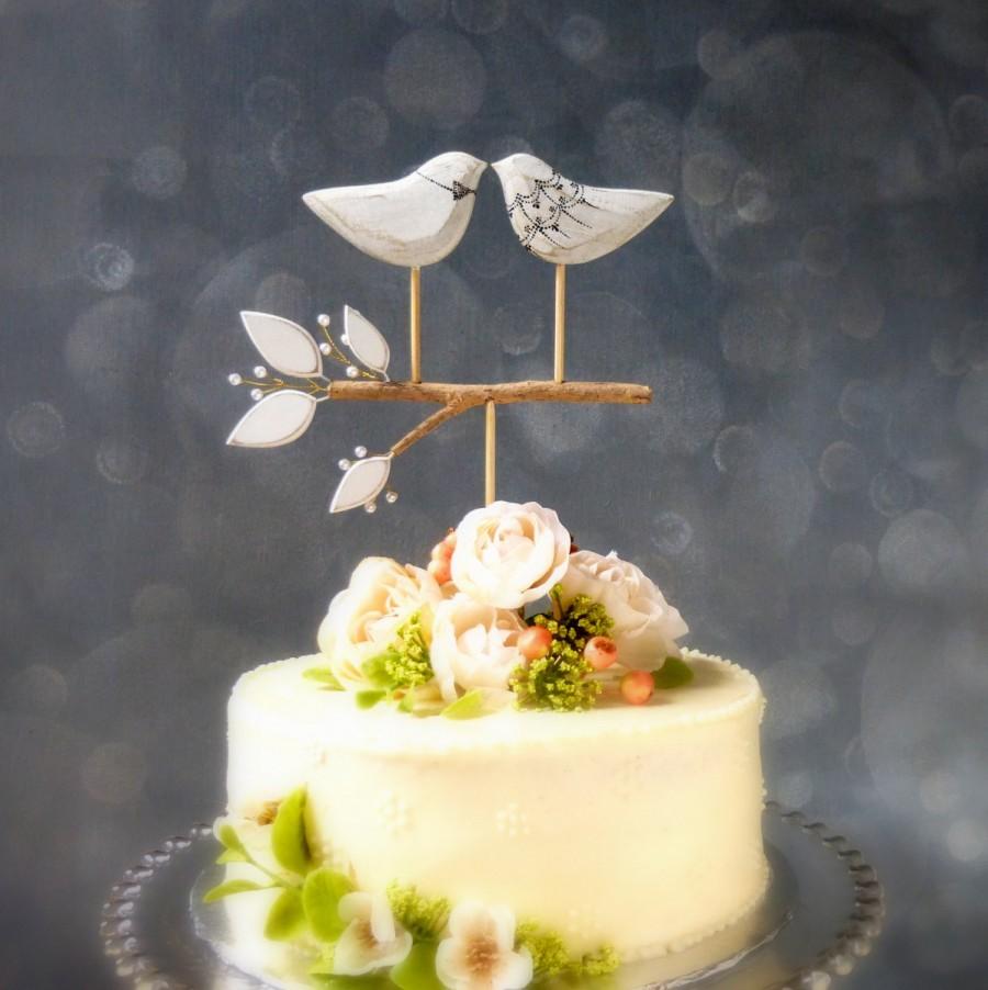 Wedding - Love Birds and Pearl Topper, Wedding Cake Topper, Bird Cake Topper/ Bridal Cake Topper, Bride and Groom Cake