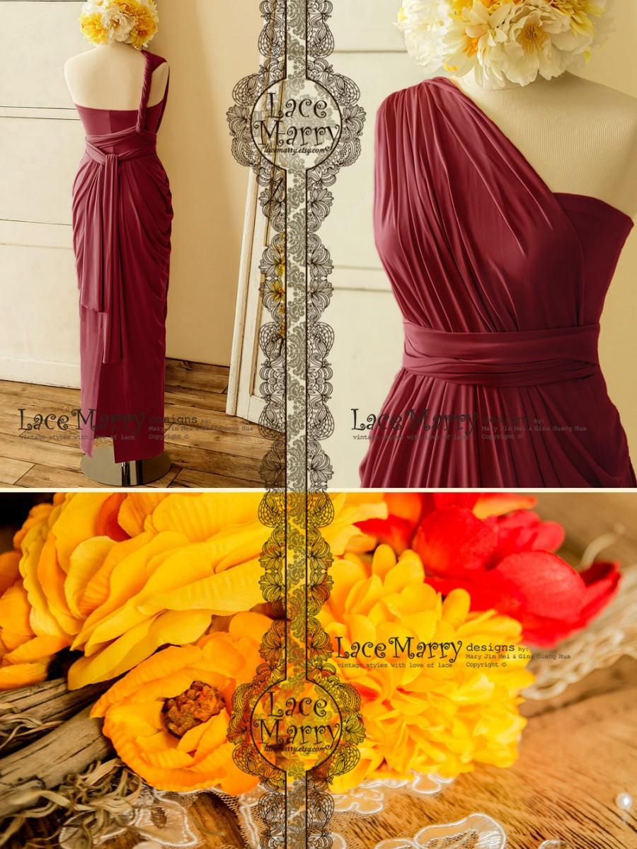 زفاف - Infinity Bridesmaid Dress in Floor Length with Multi Folded Skirt and Slit with Multi Wrap Top 