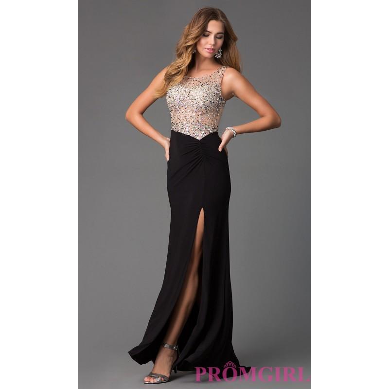 زفاف - Sleeveless Floor Length Dress with Illusion Bodice - Brand Prom Dresses