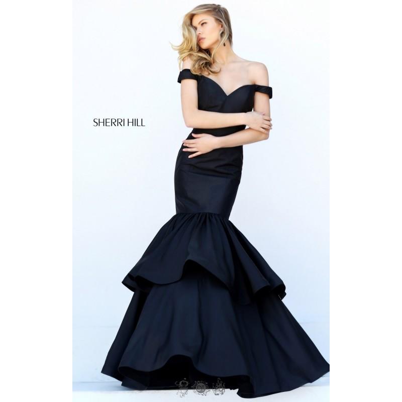 زفاف - Black Sherri Hill 50718 - Mermaid Simple Dress - Customize Your Prom Dress