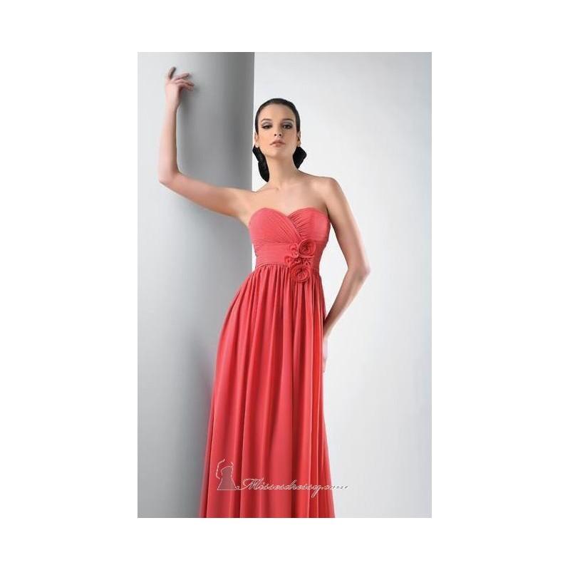 Mariage - Coral Pleated Skirt Chiffon Gown by Bari Jay - Color Your Classy Wardrobe