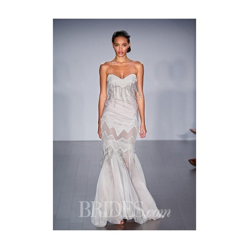 Mariage - Hayley Paige - Fall 2015 - Silver Strapless Fringe Mermaid Wedding Dress - Stunning Cheap Wedding Dresses