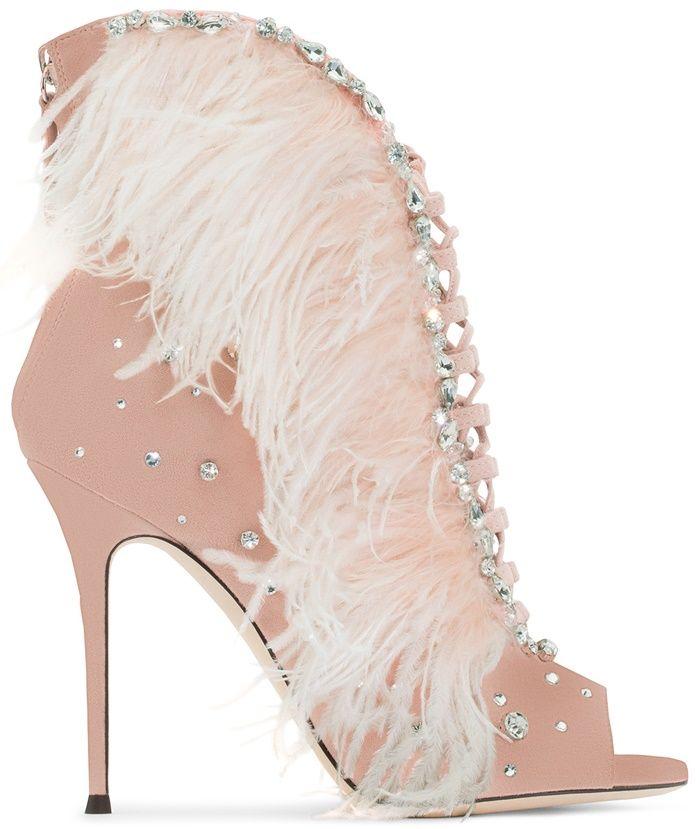 Hochzeit - Left Or Right? Giuseppe Zanotti's 'Charleston' Suede And Feathers High Heel Sandals