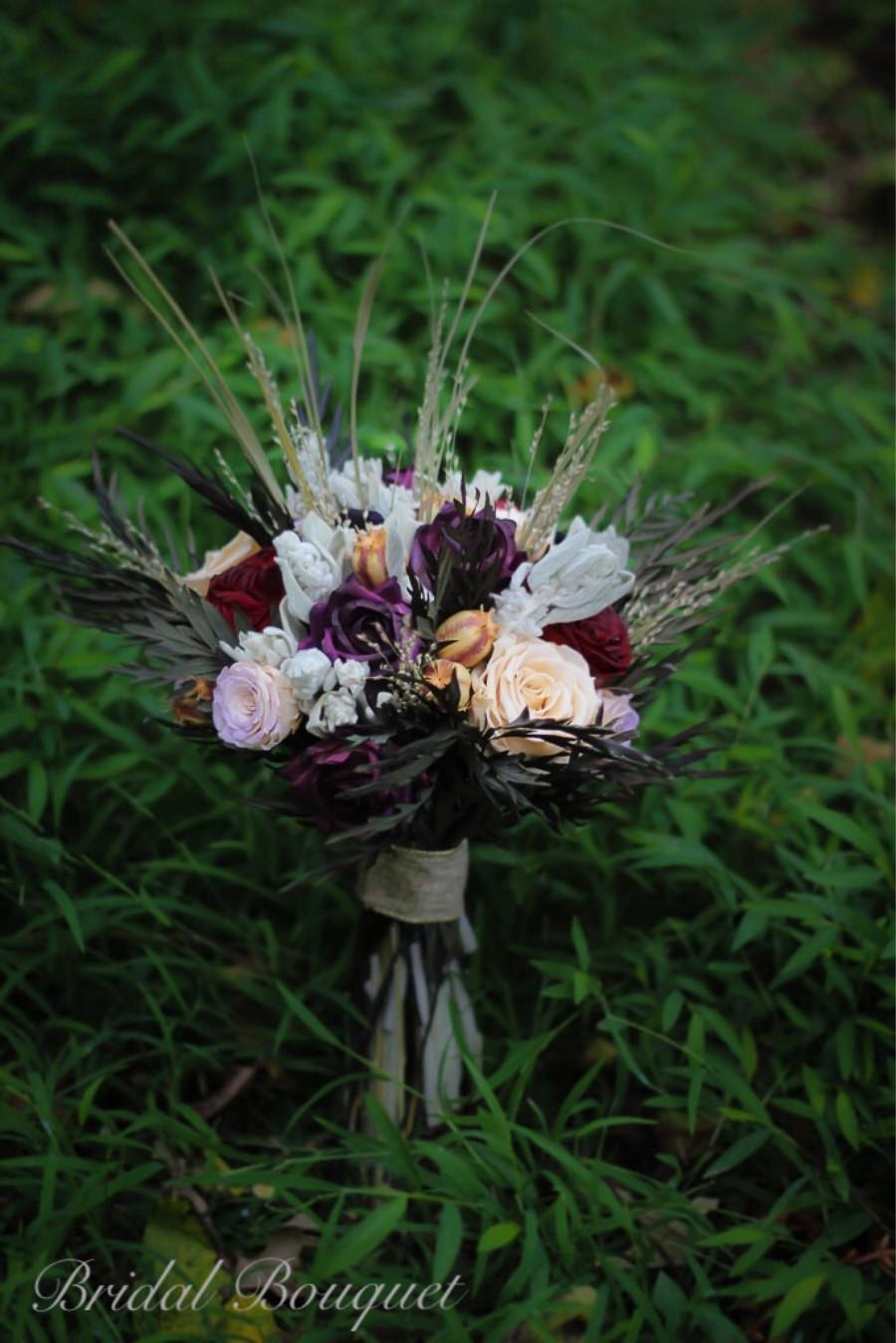 زفاف - Burgundy Wedding Bouquet 
