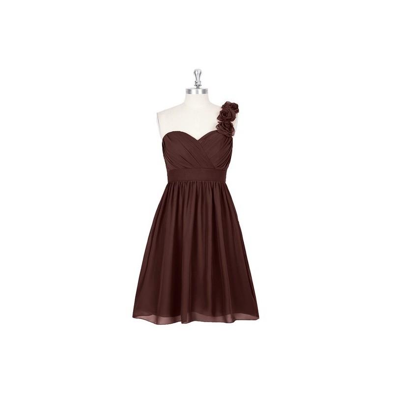 زفاف - Chocolate Azazie Alyssa - Sweetheart Chiffon Knee Length Strap Detail Dress - Charming Bridesmaids Store