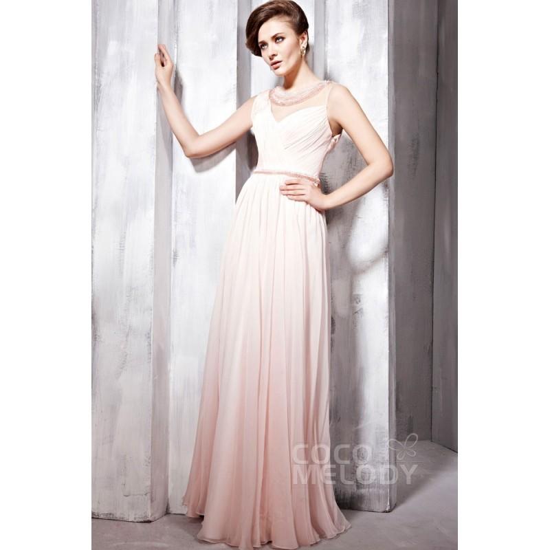 زفاف - Modern Illusion Floor Length Chiffon Veiled Rose Side Zipper Evening Dress with Beading and Draped COSF14083 - Top Designer Wedding Online-Shop