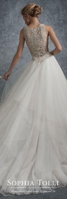 زفاف - Sleeveless Misty Tulle And Lace Motif Ball Gown - Y21745