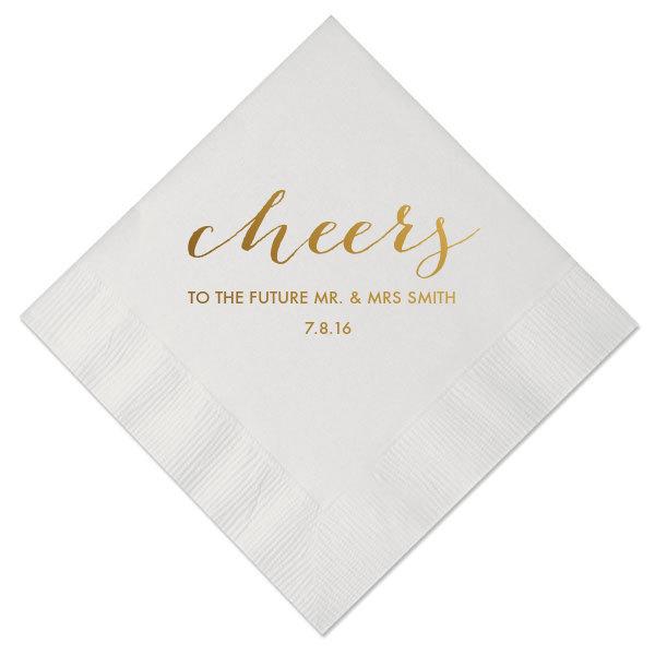 Hochzeit - Cheers to the Future Mr and Mrs Personalized Wedding Napkins - Bridal Shower - Rehearsal Dinner - Engagement Party Napkins
