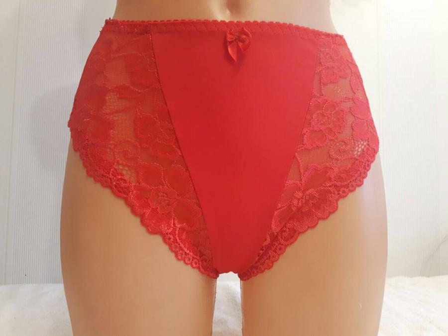 زفاف - Handmade red,crotchless panties,lace thong,wedding,crotchless,shorts,lace panties,sexy lingerie woman,night thong,white flowers pattern,open