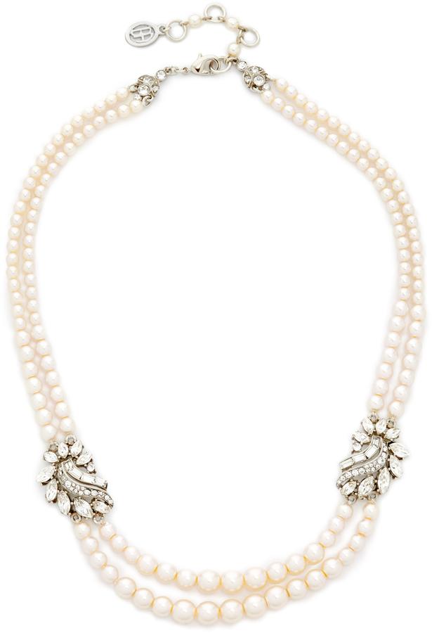 Mariage - Ben-Amun Two Row Imitation Pearl Cluster Necklace