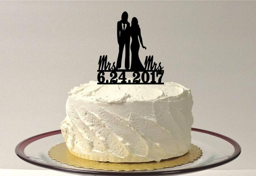 زفاف - MADE In USA, Lesbian Wedding Cake Topper Personalized, Same Sex Cake Topper, Gay Wedding Cake Topper LGBT Mrs and Mrs Wedding Cake Topper