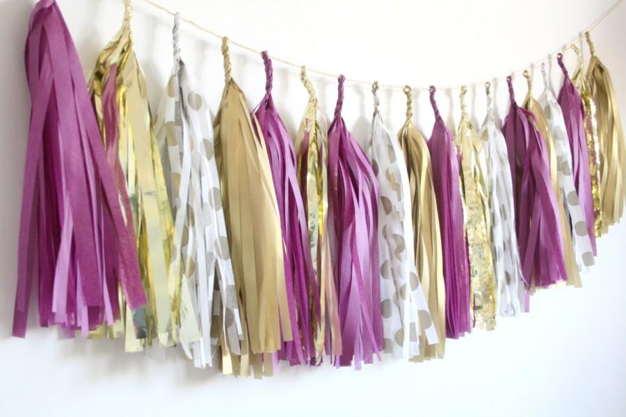 Mariage - Plum and Gold Tassel Garland - Princess Birthday Party Decor, Wedding and Baby Shower Decorations
