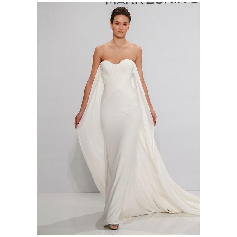زفاف - Mark Zunino for Kleinfeld 194 - Sheath Strapless Natural Floor Cathedral Silk - Formal Bridesmaid Dresses 2017