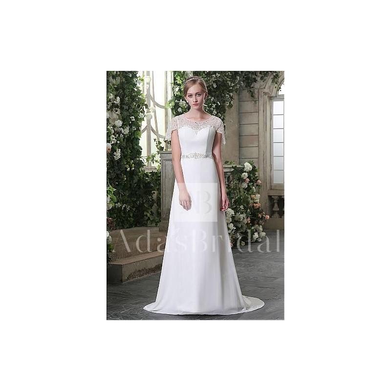 Mariage - Graceful Chiffon Scoop Neckline A-line Wedding Dresses - overpinks.com