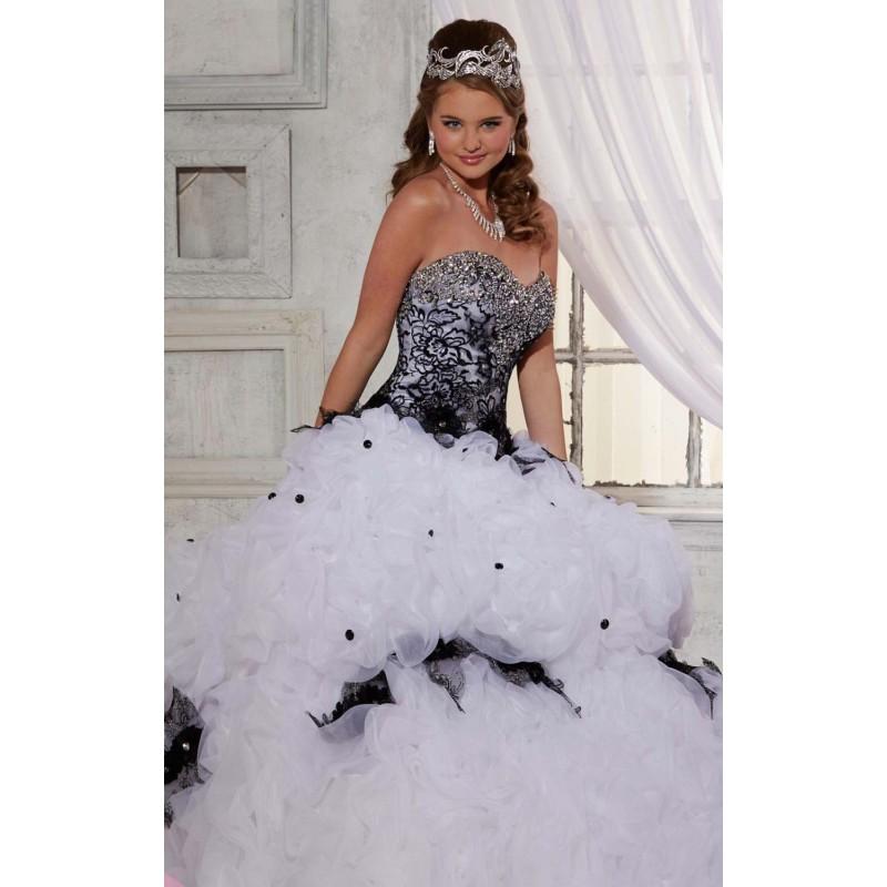 Hochzeit - White/Black Embellished Organza Ballgown by Quinceneara Collections - Color Your Classy Wardrobe
