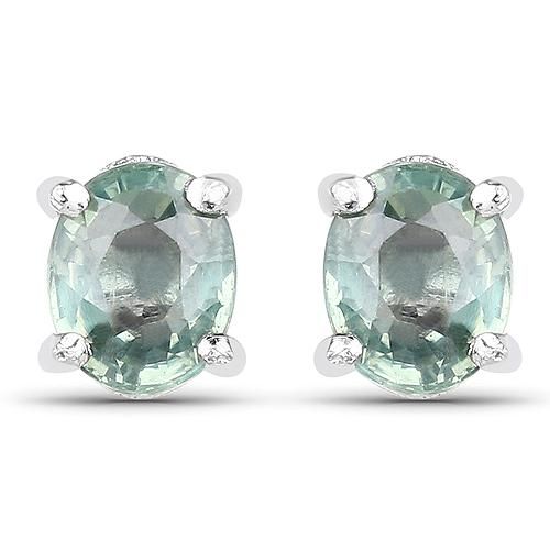 Hochzeit - Gorgeous Natural Oval Cut .62CT (each) Green Sapphire Stud Earrings