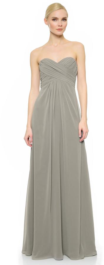 Wedding - Monique Lhuillier Bridesmaids Pleated Sweetheart Gown