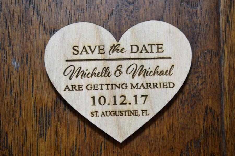 Mariage - Sale Price! Save the date heart Magnets with envelopes, Save The Date, Wood Save The Date Magnet, Personalized Save The Date Magnet, Wedding