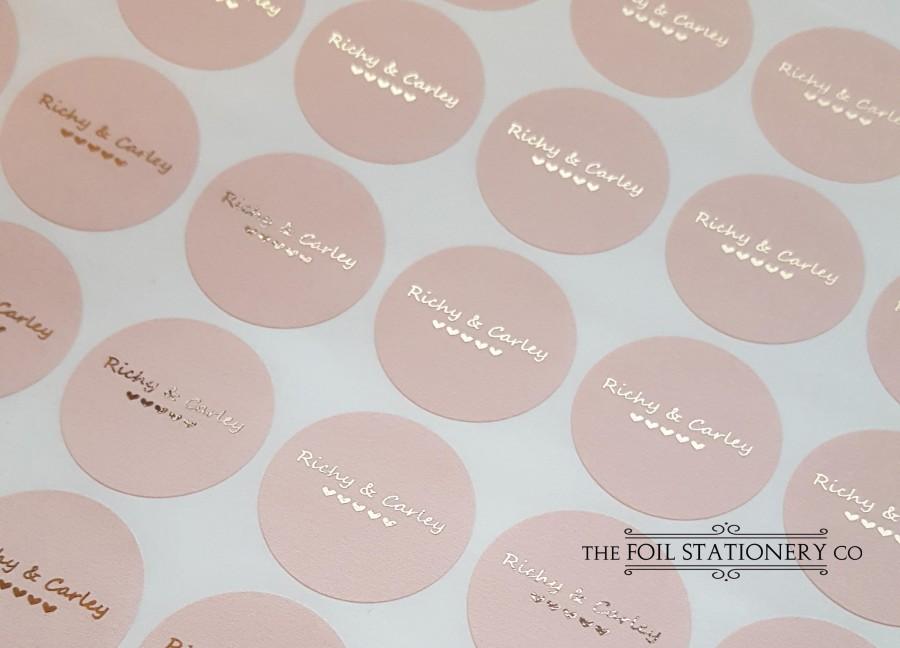 زفاف - Rose Gold Wedding Stickers, Foil Wedding Stickers, Blush Personalised Favour Stickers, Wedding Favor Labels, Custom Wedding Stickers, 25mm