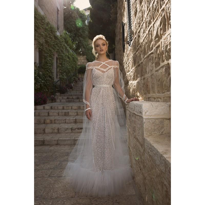 Mariage - Dany Mizrachi Spring/Summer 2018 DM34/18 S/S Sweep Train Sweet Ivory Long Sleeves Illusion Aline Beading Tulle Wedding Dress - Charming Wedding Party Dresses