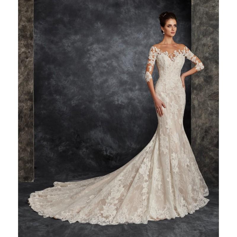Wedding - Ira Koval 2017 625 Chapel Train Illusion Sweet Champagne Mermaid 1/2 Sleeves Spring Lace Appliques Wedding Gown - Rolierosie One Wedding Store