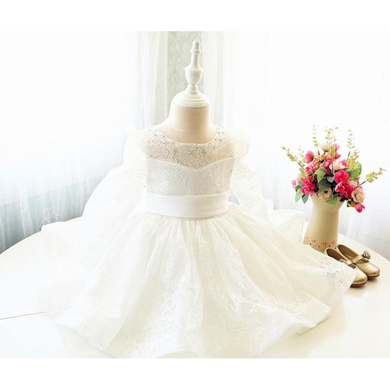 زفاف - Toddler Flower Girl Dress, Ivory Lace Toddler Easter Dress, Baby Pageant Dress, Baptism Dress PD104-2 - Hand-made Beautiful Dresses